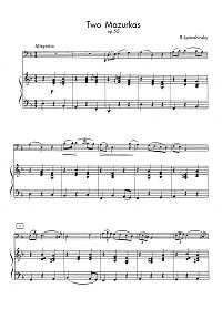Lyatoshynsky - 2 mazurkas for cello and piano - Piano part - first page