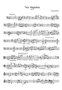 Lyatoshynsky - 2 mazurkas for cello and piano - Instrument part - first page