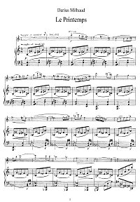 Milhaud - Spring for violin and piano - Piano part - First page