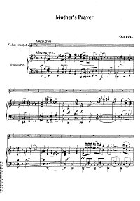 Bull Ole - Mother's Prayer for violin and piano - Piano part - first page