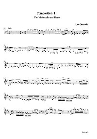 Ornstein - Composition N1 for cello and piano - Instrument part - first page
