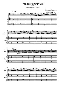Paganini - Perpetuum mobile (Moto Perpetuo) for viola - Piano part - first page