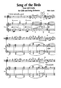 Pablo Casals - Bird's song for cello and orchestra - Piano part - First page
