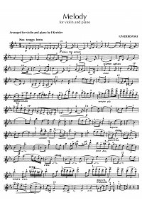 Paderewski  - Melody for violin op.16 N2 - Violin part - first page
