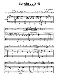 Paganini - Violin Sonata op.3 N6 - Piano part - first page