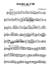 Paganini - Violin Sonata op.3 N6 - Instrument part - first page