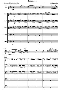Paganini - Cantabile for violin and string orchestra - Piano part - First page