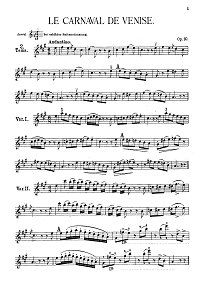 Paganini - Carnival of Venice for violin - Instrument part - First page