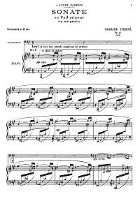 Pierne - Cello sonata op.46 F sharp minor - Piano part - first page