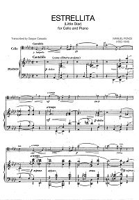 Ponce - Estrellita for cello and piano - Piano part - first page