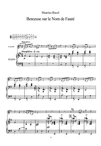 Ravel - Lullaby for violin - Piano part - First page