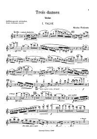 Roslavetz - Three dances for violin - Instrument part - first page