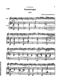 Rostropovich - Humoresque for cello and piano - Piano part - first page