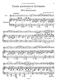 Szeremi - Souvenir for viola op.33 - Piano part - first page