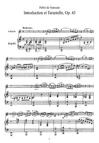 Sarasate - Introduction and tarantella Op.43 for violin - Piano part - First page