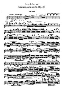 Sarasate - Serenade Andaluza op.28 for violin - Instrument part - First page