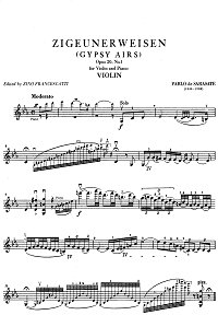Sarasate - Gypsy melodies op.20 - for violin and piano (edition Zino Francescatti) - Instrument part - First page