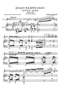 Sarasate - Gypsy melodies op.20 - for violin and piano (edition Zino Francescatti) - Piano part - First page