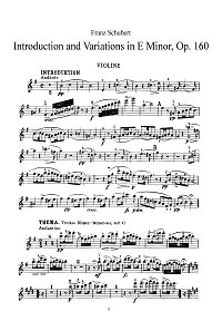 Schubert - Introduction and variations for violin op.160 - Instrument part - First page