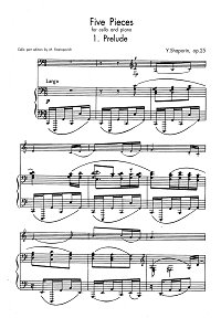 Shaporin - 5 pieces for cello - Piano part - first page