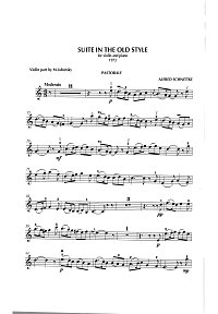 Schnittke - Suite in the old style for violin and piano (1972) - Instrument part - first page