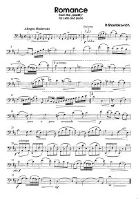 Shostakovich - Romance from the Gadfly for cello - Instrument part - first page