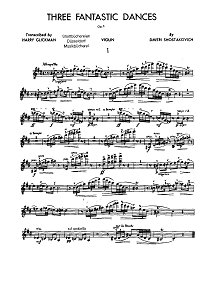 Shostakovich - Three fantastic dances for violin - Instrument part - First page