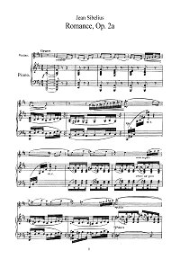 Sibelius - Romance for violin op.2a - Piano part - First page