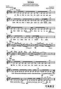 Song From A Secret Garden - Sigma for violin and piano - Instrument part - First page