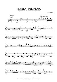 Strauss - Polka - pizzicato for violin and piano - Instrument part - First page