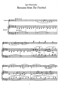 Stravinsky - Lullaby for violin - Piano part - First page