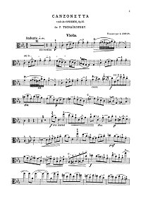 Tchaikovsky - Canzonetta for viola from op.35 - Instrument part - first page