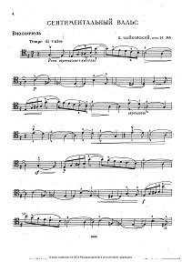 Tchaikovsky - Sentimental valse for cello and piano - Instrument part - First page