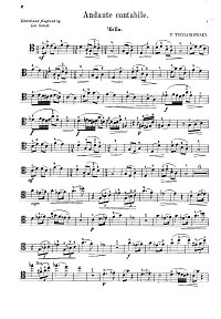 Tchaikovsky – Andante Cantabile for cello and piano Op.11 - Instrument part - first page