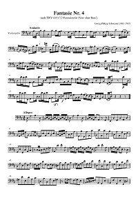 Telemann - Fantasy N4 for cello solo - Instrument part - First page
