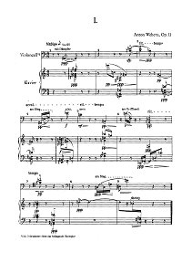 Webern - 3 Pieces for cello op.11 - Piano part - first page