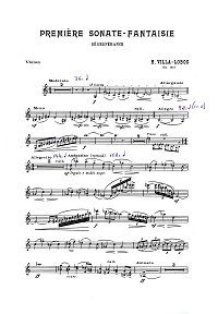 Villa-Lobos - Sonata Fantasie N1 Desesperance for violin op.35 - Instrument part - first page