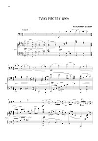 Webern - 2 Pieces fore cello and piano - Piano part - first page