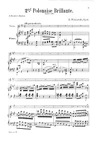 Wieniawski - Brilliant polonaise N2 Op.21 for violin  - Piano part - first page