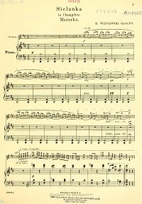 Wieniawski - Rural mazurka (Polish song) Op.12 for violin - Piano part - First page