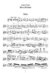 Ysaye - Reve d Enfant for violin - Instrument part - First page