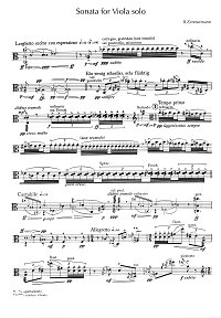 Zimmermann - Sonata for Viola solo - Instrument part - first page