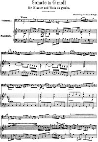 Bach - sonata for klavier and viola da gamba G-moll - Piano part - First page